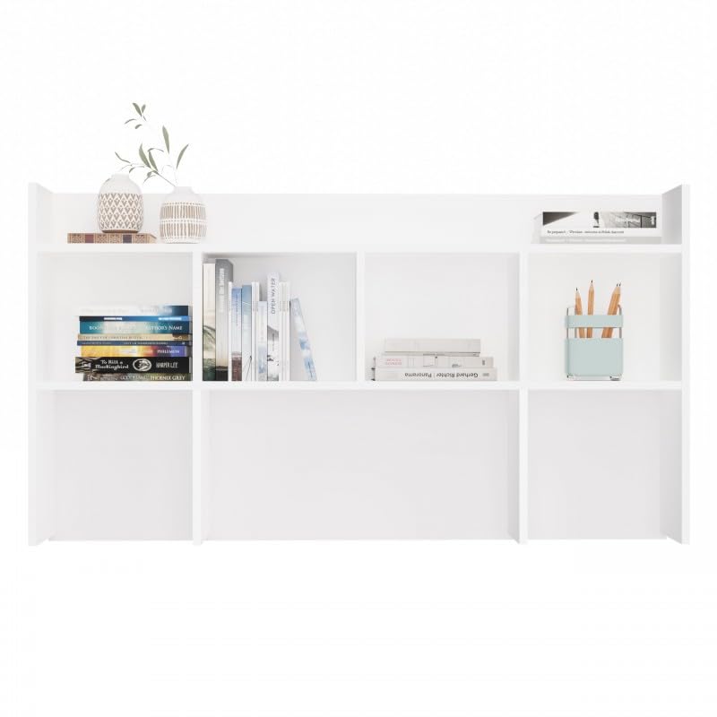 CDF Aufsatz für Schreibtisch Tischregal Regalmodul für Schreibtischplatte – Regalaufbau Erweiterung für Büro Kabinett Home Office Wohnzimmer Dokumentenablage Organizer – 130 cm Weiß