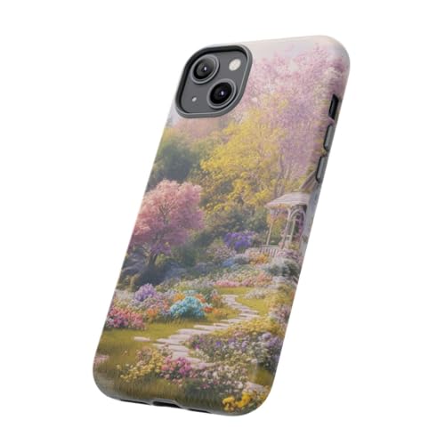 Coque iPhone 14 Plus cottage fleuri cascade rigide et mate