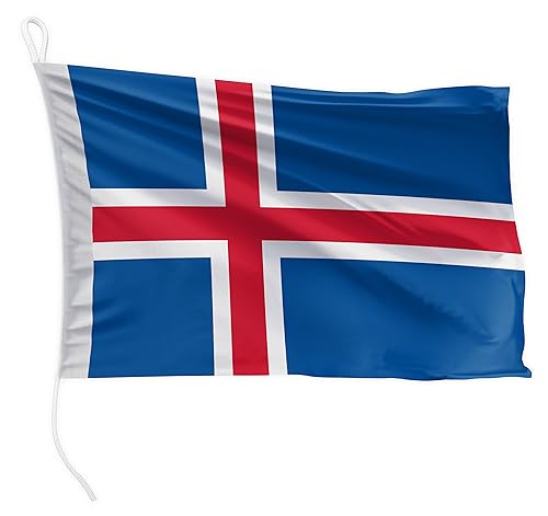 FLAGLY Premium Bootsfahne Island 30 x 20 cm - 115g/m² Stoffgewicht - gedruckt, robust mit Strick & Schlaufe, Bootszubehör Motorboot (30 x 20 cm - Island)