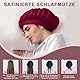 Seidenhaube zum Schlafen – 100% Maulbeerseide Schlafmütze, Verstellbare & Atmungsaktive Schlafhaube Seide, Silk Bonnet für Damen, Rutschfest & Pflegeleicht (Burgunderrot)
