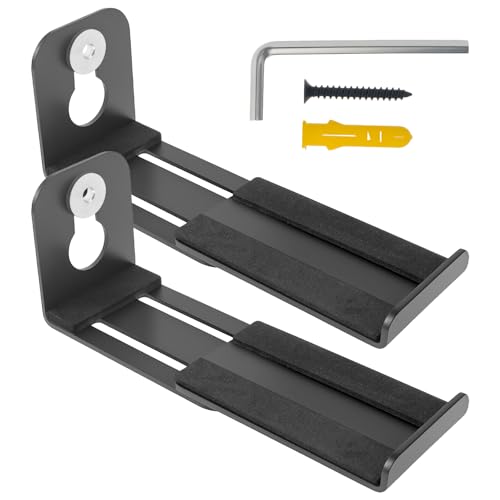 UKQRRTC Carbon Steel Sound Bar Mounts, Under TV Wall Mount Soundbar Bracket, Nonslip Sound Bar Wall Shelf, Soundbar Shelf Under TV with Hardware Kit for Living Room