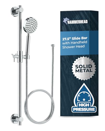 HammerHead Showers® Solid Metal 27.5 Inch Shower Slide Bar Set and Han