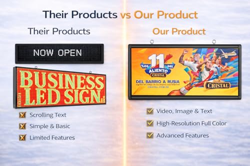 Image of P6 Outdoor Full-Color LED Scrolling Sign, 40″ x 18″Programmable Digital Display Board with WiFi & USB Control, Waterproof LED Sign for Business Advertising