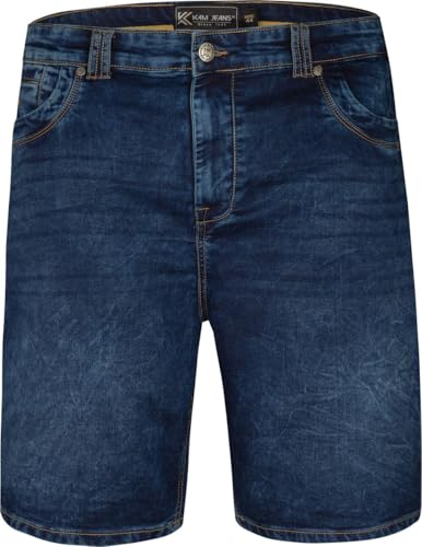 Image of KAM Shorts Knitted Denim Pockets Casual Summer Mens Plus Size 2XL-8XL KBS Pepe (UK, Waist, 44, Plus, Regular, Randon Mid Wash)