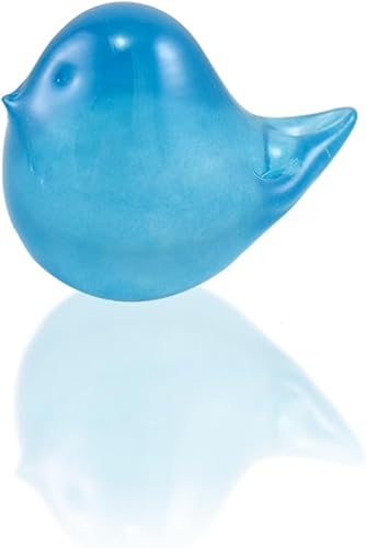 Modern Artisans Estatuilla de pájaro pequeño de vidrio soplado a mano hecha en Estados Unidos para mascotas (azul cielo sólido)