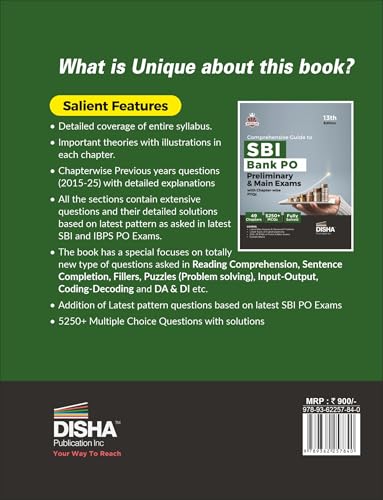 Image of Disha Comprehensive Guide to SBI Bank PO Preliminary & Main Exams with PYQs 13th Edition | Probationary Officers (POs) and Local Based Officers (LBOs) | 5000+ MCQs | Fully Solved