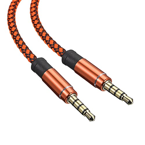 Cable AUX 3.5mm macho a macho 3 metros trenzado naranja miniatura 3
