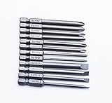 aiyun 12 Pack Slotted Phillips Screwdriver Bit Set, 1/4 Inch Hex Shank S2 Steel Magnetic 3 Inch Long