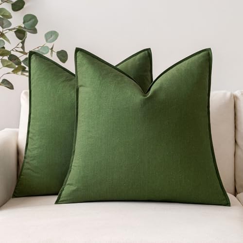 MIULEE Pack of 2 Moss Green Pillow Covers 24x24 Inch