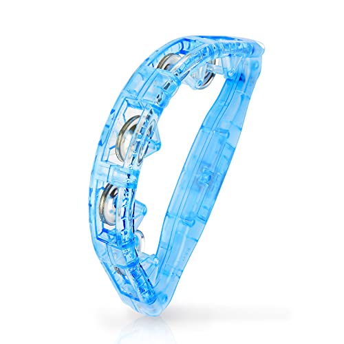 Led Tambourine - Musical Flashing Handheld Percussion Instruments For Adults - Light Up Tambourine With Batteries Included (Blue) #TOP1