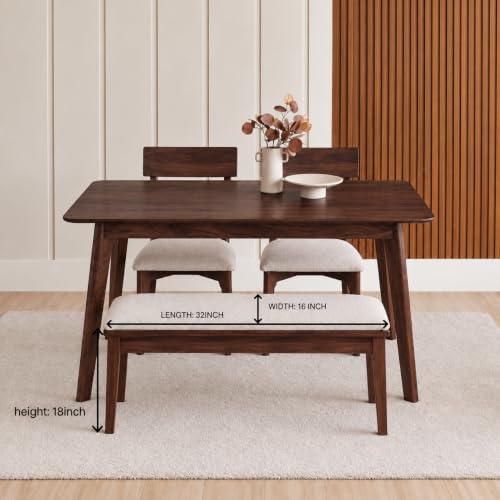 Image of UK FURNITURE Sheesham Wood 4 Seater Dining Set | Includes 2 Chairs & 1 Bench | Solid Wood Dining Table Set for Dining Room(Walnut, 4 Seater)