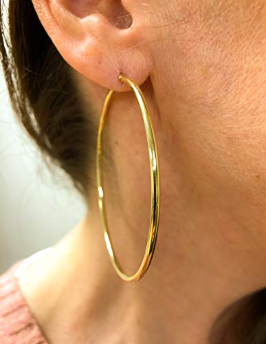 Image of 14K Gold Classic Real Hoop Earrings, (2mm Tube)