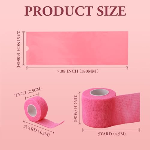 INKin Capas grandes para máquina de tatuagem rosa com fita autoadesiva, 200 peças de capas de caneta