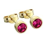 Stein: Rubin NKlaus Paar Ohrstecker Gold 333er 4,50mm rote synth. Rubin Damen Herren Kinder 6710