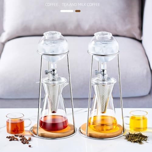 Cold Brew Drip Tower with Adjustable Water Flow,Cold Brew Drip Tower - Iced Coffee Maker with Reusable Filter, 600ml Capacity, Adjustable Dripper for Perfect Cold Brew Coffee & Tea - Enjoy S