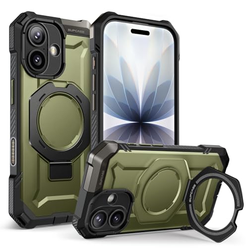 Image of SUPCASE for iPhone 17 Case with Stand & Camera Control Button, Green | Compatible with MagSafe, Military-Grade Drop Protection, Anti-Slip Grip, Heavy Duty Magnetic Phone Case, Unicorn Beetle Grip