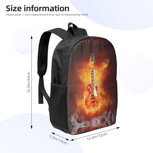 Mochila ligera EdWal con guitarra rock en llamas unisex negra de talla única 4