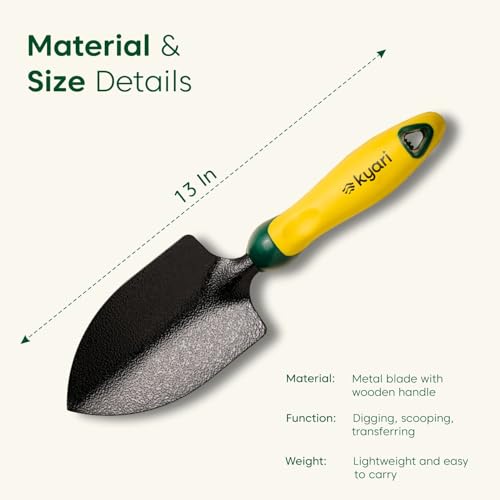 Image of Kyari Garden Trowel for Gardening, Rust-Resistant Hand Mini Shovel for Planting, Digging & Transplanting, Small Garden Tool for Home Garden & Pots
