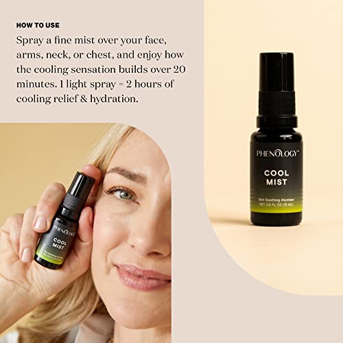 Phenology Menopause Cooling Mist Spray- 0.5 Fl Oz – Menopause Support For Hot Flashes & Night Sweats – Replenished, Luminous Skin – Made With Hyaluronic Acid - Non-Gmo, Fragrance Free #TOP2
