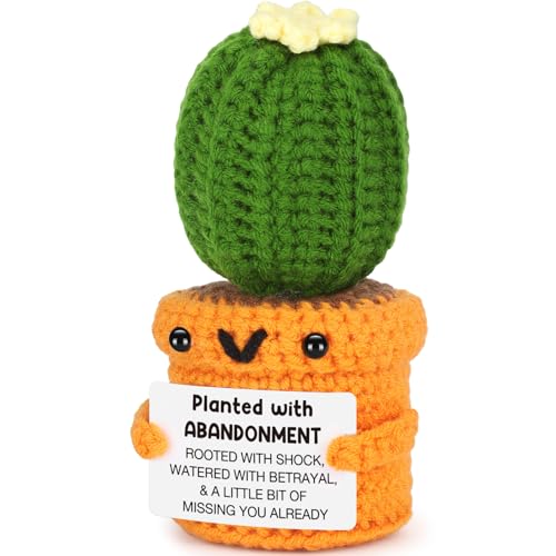 Funny Retirement Gift for Woman Men, Coworker Farewell Leaving Going Away Goodbye Gift for Women Coworker Boss Friend Teacher, Moving Away Off to College, Crochet Abandonment Cactus Decroration Card