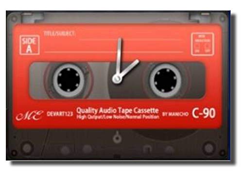 丸和貿易 置き時計 おしゃれ アナログ 80'Sクロック カセットテープ レッド サイズ:約w18 d12cm