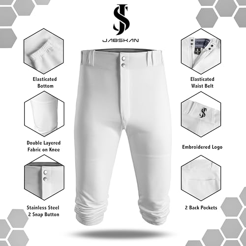 Jabskan Calça de beisebol adulto – Ajuste atlético masculino, joelhos reforçados, cintura elástica,