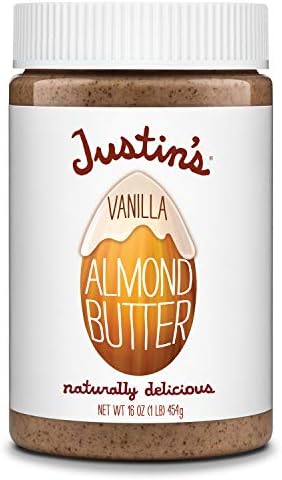Justin's Vanilla Almond Butter, Gluten-free, Non-GMO, Vegan, Sustainably Sourced, 16 Ounce Jar