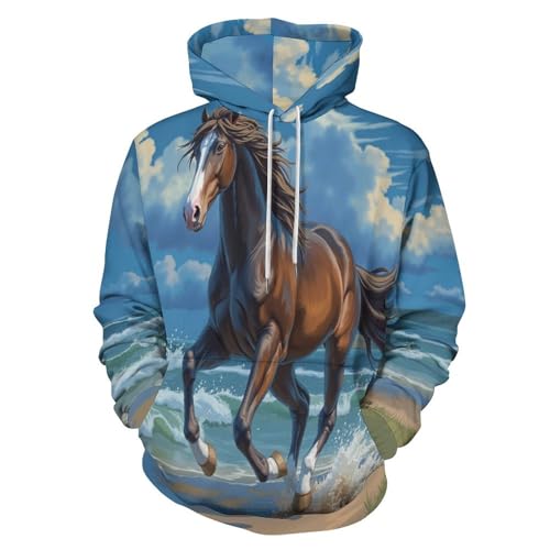 Sweat-shirt à manches longues cool imprimé bord de mer pour homme