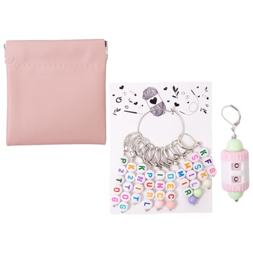 Ruwshuuk Juego de Marcadores de Ganchillo | Marcadores de Puntos con Contador de Vueltas,Accesorios de Manualidades Desmontables Letras o Números en Inglés para Principiantes y Entusiastas