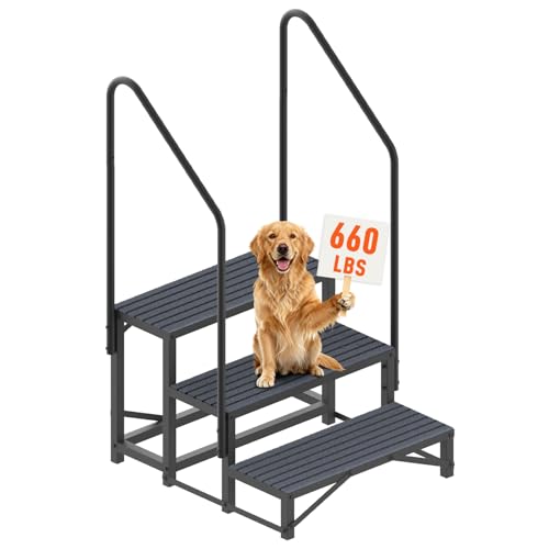 Image of 3-Step RV Steps with Dual Handrails, Heavy Duty Steel, 660 LBS Max Load