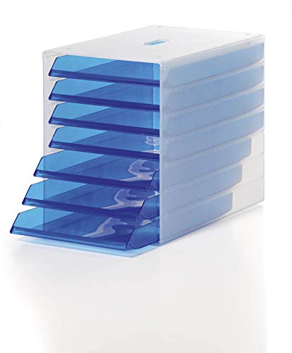 Preisvergleich Produktbild Durable Schubladenbox Idealbox, 7 Fächer, blau / transparent, 1712000540