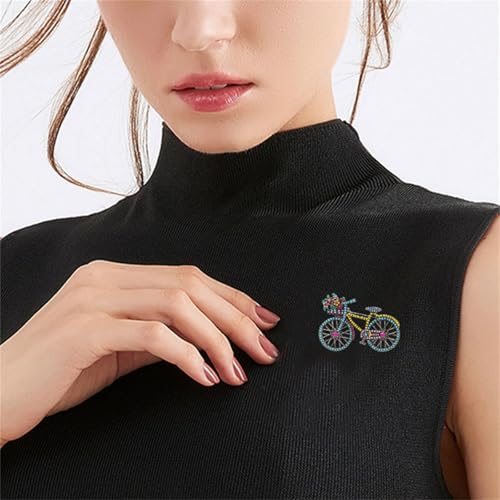 Image of WCRAZYE Rhinestone Bicycles Brooch Pin for Women Girls Creative Retro Elegant Handmade Red Pink Blue Traffic Bike Brooches Pins Classic Wedding Fashion Jewelry Accessories Gift