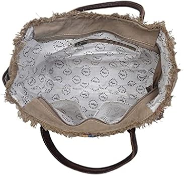 Myra Nature's Delight Small Crossbody Bag - Upcycled Cotton & Leather, Boho Style, Lightweight & Spacious