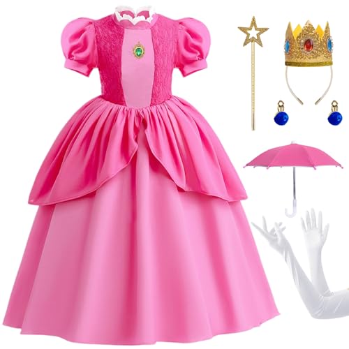 Disfraz completo de princesa color rosa para niñas 7-8 años