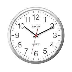 SHARP Wall Clock – Silver, Silent Non Ticking 14 Inch Quality Quartz Battery Operated Round Easy to photo SHARP Wall Clock – Silver, Silent Non Ticking 14 Inch Quality Quartz Battery Operated Round Easy to