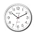SHARP Wall Clock â€“ Silver, Silent Non Ticking 14 Inch Quality Quartz Battery Operated Round Easy to Read Home/Kitchen/Office/Classroom/School Clocks, Sweep Movement