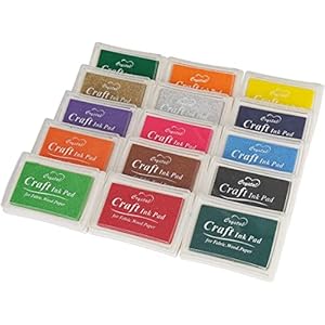 Veltec 15 Colors Craft Ink Pads DIY for Stamps, Papers and Wood Projects (Pack of 15)