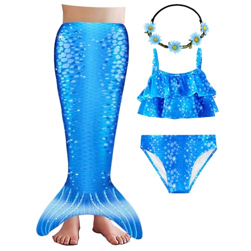 Image of Girls Bathing Suit 3PCS Cute Ruffle Tankini Swimsuits with Skirt Kids Beach Swimwear 3-12Y