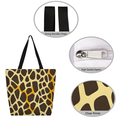 Rainbow Leopard Large Opening Canvas Tote Bag with Interior Pocket Woman Gifts3