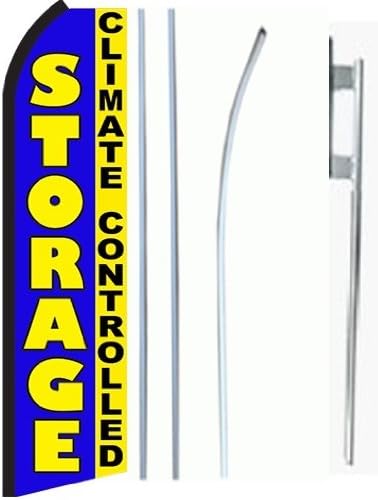 Storage Climate Controlled King Swooper Feather Flag Sign Kit With Pole and Ground Spike