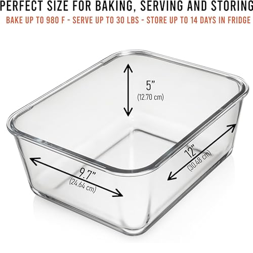 6500 ML / 220 oz / 28 Cup LARGE Glass Food Storage Container with Airtight Locking Lid. Ideal Storing food, Vegetables, Fruits. Baking Casserole, Lasagna, Roasting Turkey, Chicken BPA Free Oven Safe - Image 3