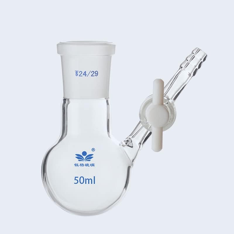 1Pcs 10ml to 1000ml Lab Ball-Shaped Borosilicate Glass Reaction Flask with PTFE Piston for Laboratory Equipment (Size : 25ml caliber24)