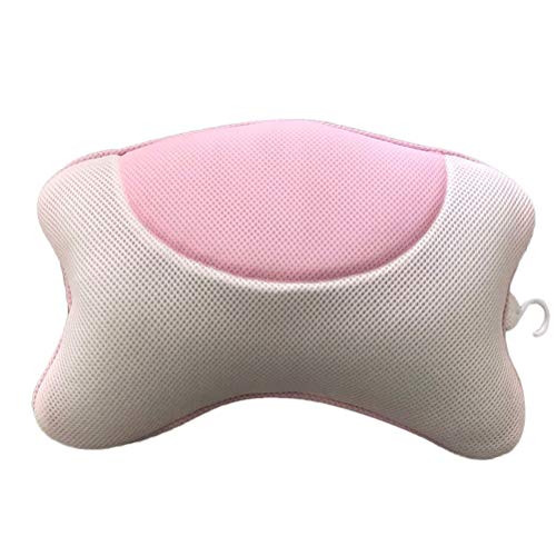 Cabilock Bath Pillow Bathtub Pillow with Strong Suction Cups Breathable 3D Mesh Spa Pillow for Tub, Neck, Head, Shoulder Support (Pink)