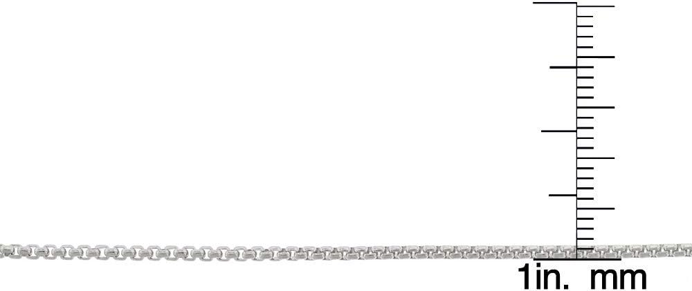 Giorgio Bergamo 925 Sterling Silver Italian 1.5mm - 3.5mm Round Box Chain, Solid Rolo Link Rhodium Necklace or Bracelet