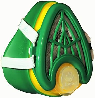 Dust Mask Washable and Reusable + 4 Active Carbon Filters Included (Small - Medium, Dark Green/Yellow)