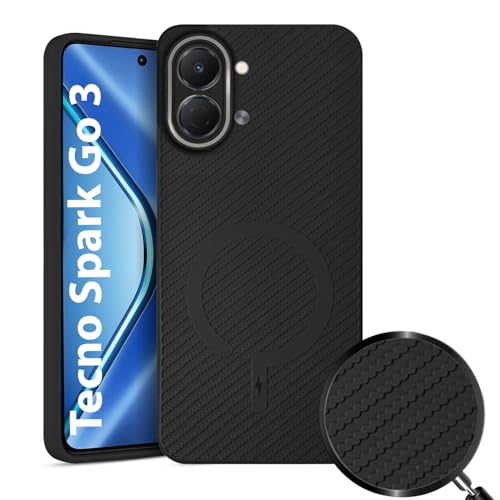 Image of LIRAMARK Rugged Carbon Fibre TPU Armor Silicone Back Cover Case for Tecno Spark Go 3