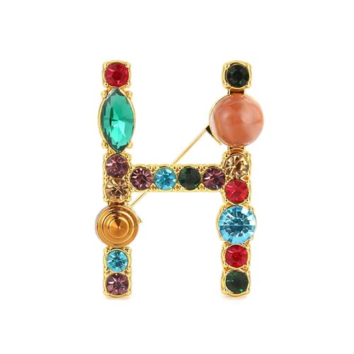 Image of Rhinestone Initial Brooch - 26 Letter A-Z Lapel Pin with Colorful Crystals - Capital Letter Pin for Women & Girls - Suitable for Dress, Suit, Bags & Decors