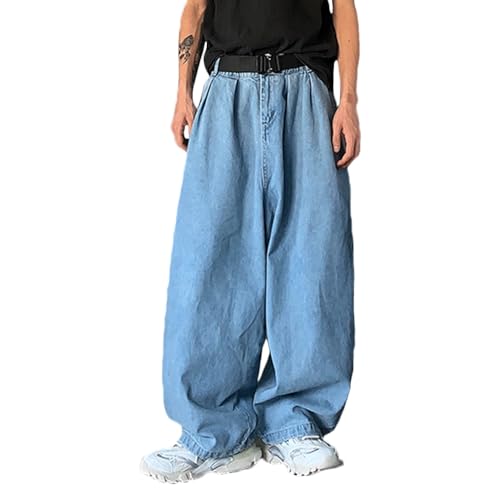 Nutirangee Men's Loose Fit Baggy Jeans Casual Streetwear Wide Leg Hip Hop Oversized Denim Pants Light Blue 32