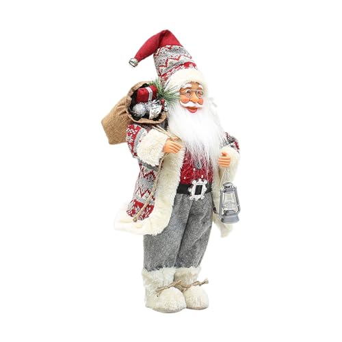 Statuette di Babbo Natale - 46 centimetri Figura da Tavolo - Bambola Santa Claus In Piedi,Borsa inclusa per Natale Compleanno Camera Finestra per Display Famiglia Colleghi