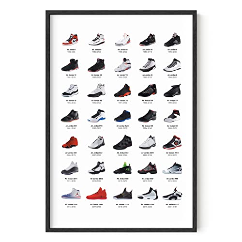 HAUS AND HUES Sneaker Posters for Guys - Michael Jordan Shoes Poster, Sneaker Wall Art Cool Posters for Guys Bedroom, Dope Prints, Cool Sneakerhead Room Decor, Jordans Evolution (Unframed 24x36)
